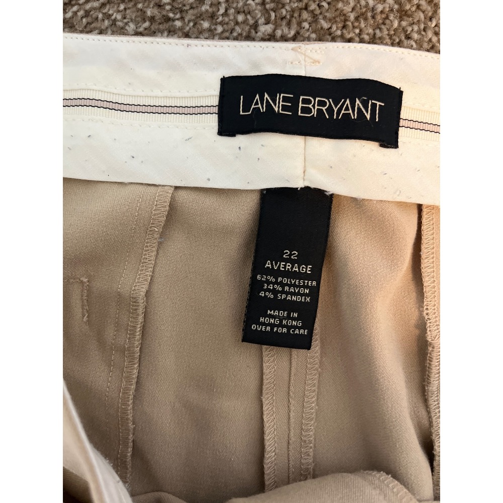 Lane Bryant Women Sz 22 Average Beige Wide Leg Cropped Pants Polyester Blend